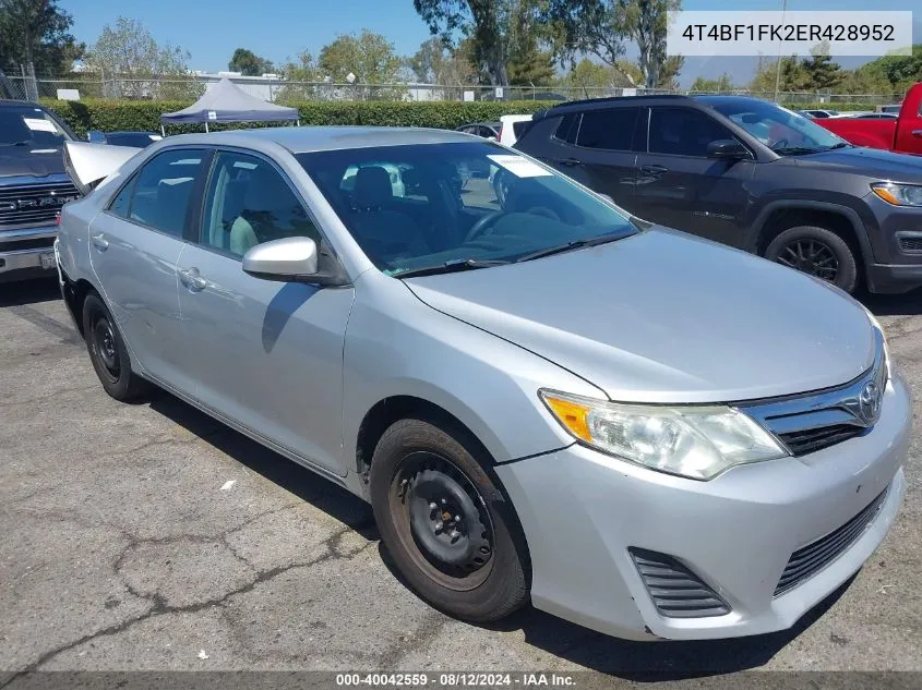 2014 Toyota Camry Le VIN: 4T4BF1FK2ER428952 Lot: 40042559