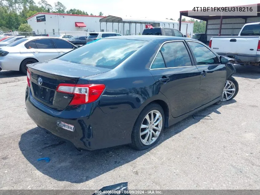 2014 Toyota Camry Se VIN: 4T1BF1FK9EU318216 Lot: 40060869