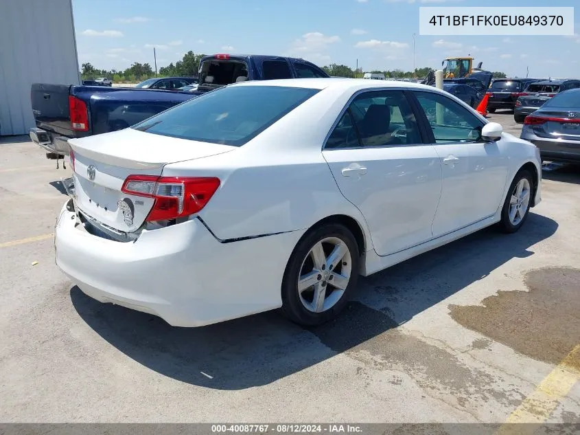 2014 Toyota Camry Se VIN: 4T1BF1FK0EU849370 Lot: 40087767