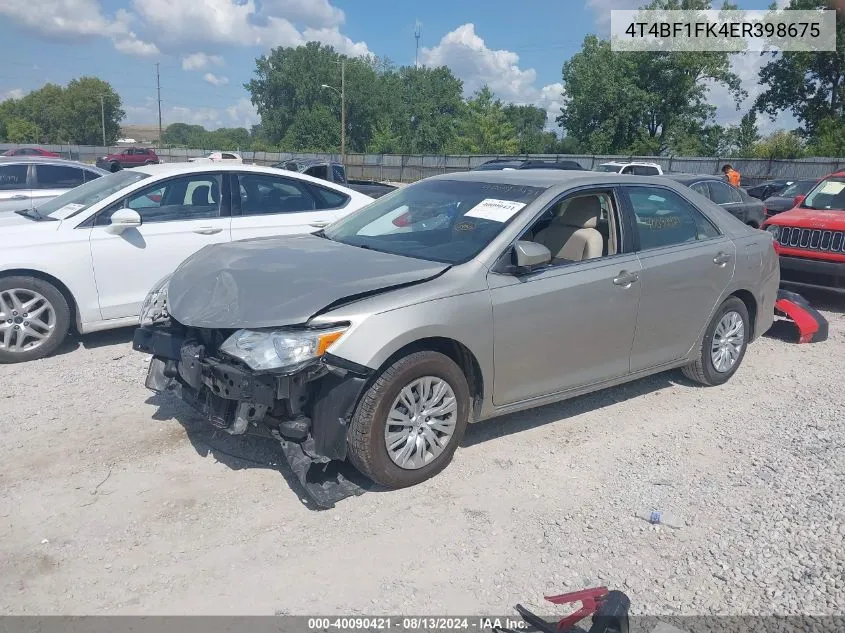 2014 Toyota Camry L/Se/Le/Xle VIN: 4T4BF1FK4ER398675 Lot: 40090421