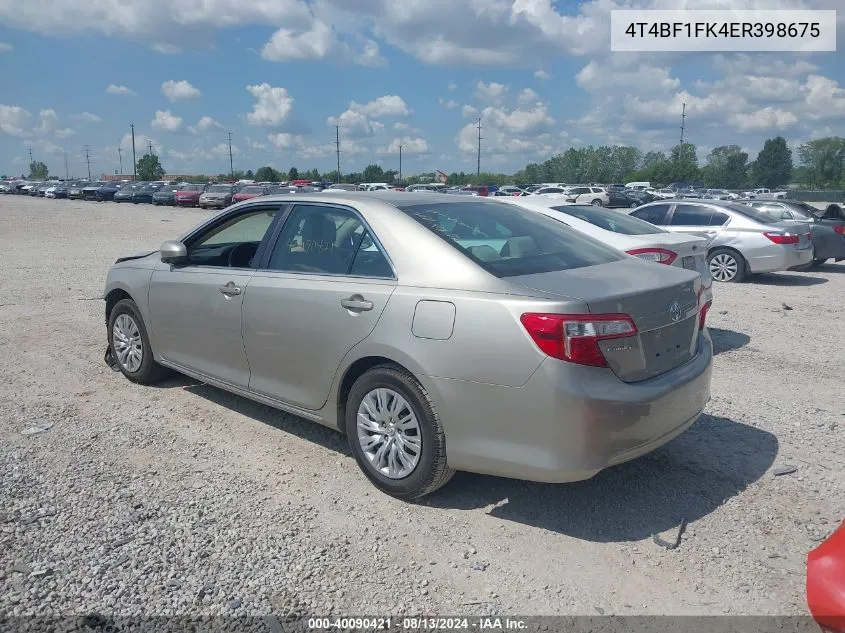 2014 Toyota Camry L/Se/Le/Xle VIN: 4T4BF1FK4ER398675 Lot: 40090421