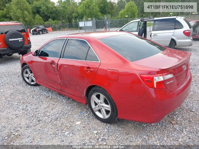 2014 Toyota Camry Se VIN: 4T1BF1FK1EU751898 Lot: 40109250