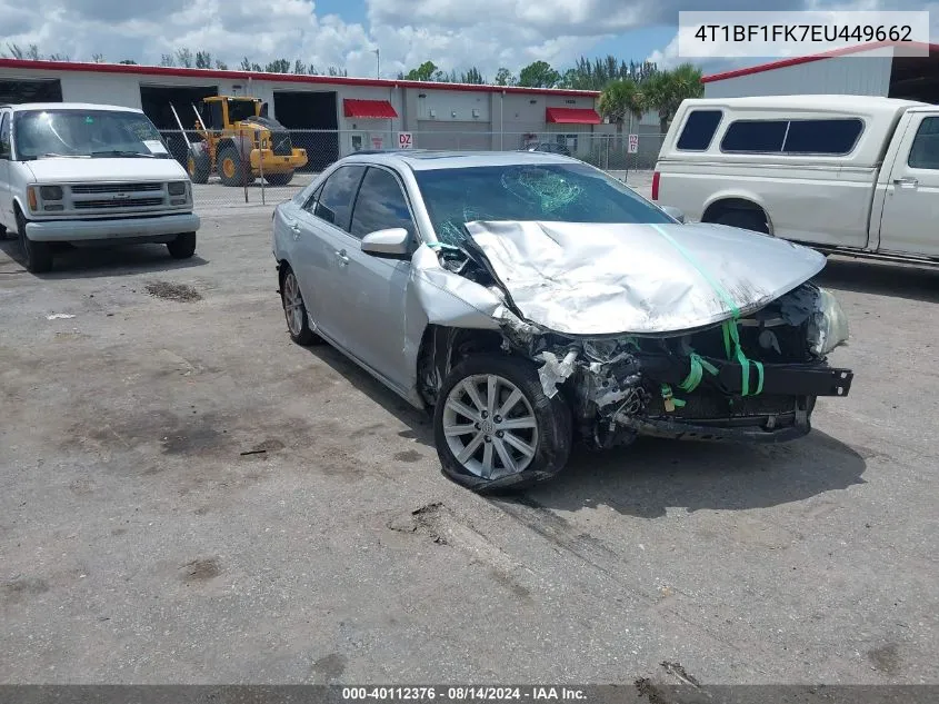 2014 Toyota Camry Xle VIN: 4T1BF1FK7EU449662 Lot: 40112376