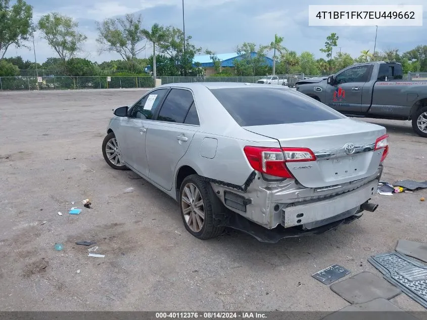 2014 Toyota Camry Xle VIN: 4T1BF1FK7EU449662 Lot: 40112376