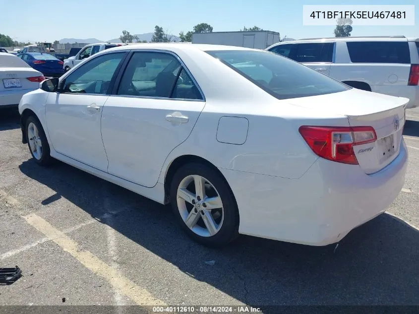 2014 Toyota Camry Se VIN: 4T1BF1FK5EU467481 Lot: 40112610