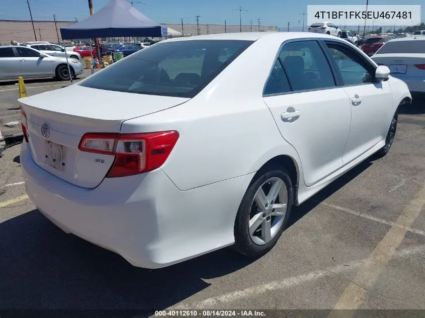 2014 Toyota Camry Se VIN: 4T1BF1FK5EU467481 Lot: 40112610