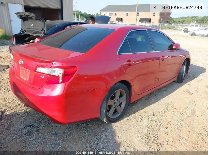 2014 Toyota Camry Se VIN: 4T1BF1FK8EU824748 Lot: 40114917