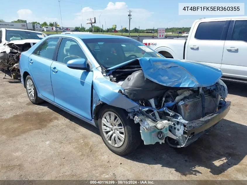 2014 Toyota Camry L VIN: 4T4BF1FK5ER360355 Lot: 40116399