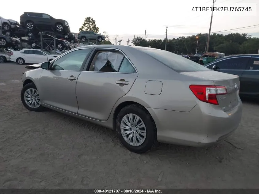 2014 Toyota Camry L VIN: 4T1BF1FK2EU765745 Lot: 40121707