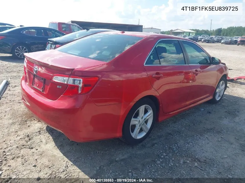 2014 Toyota Camry Se VIN: 4T1BF1FK5EU839725 Lot: 40138883