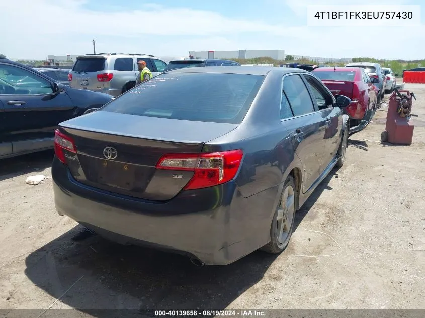 2014 Toyota Camry Se VIN: 4T1BF1FK3EU757430 Lot: 40139658