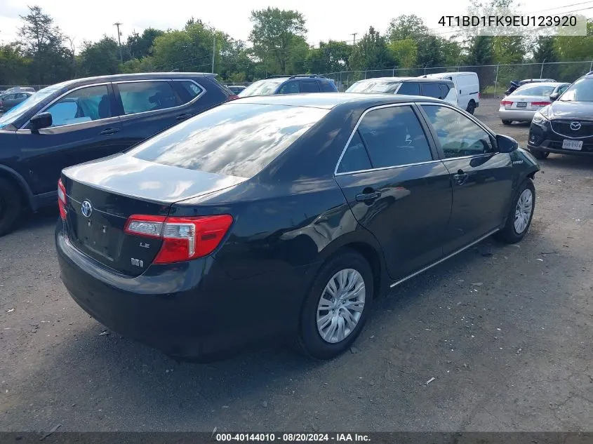 2014 Toyota Camry Hybrid Hybrid/Le/Xle VIN: 4T1BD1FK9EU123920 Lot: 40144010