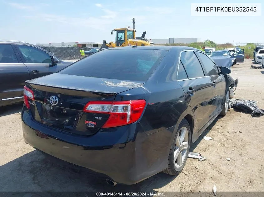 2014 Toyota Camry L/Se/Le/Xle VIN: 4T1BF1FK0EU352545 Lot: 40145114