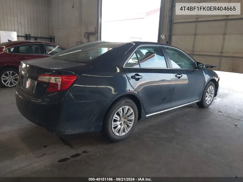 2014 Toyota Camry L/Se/Le/Xle VIN: 4T4BF1FK0ER404665 Lot: 40151186