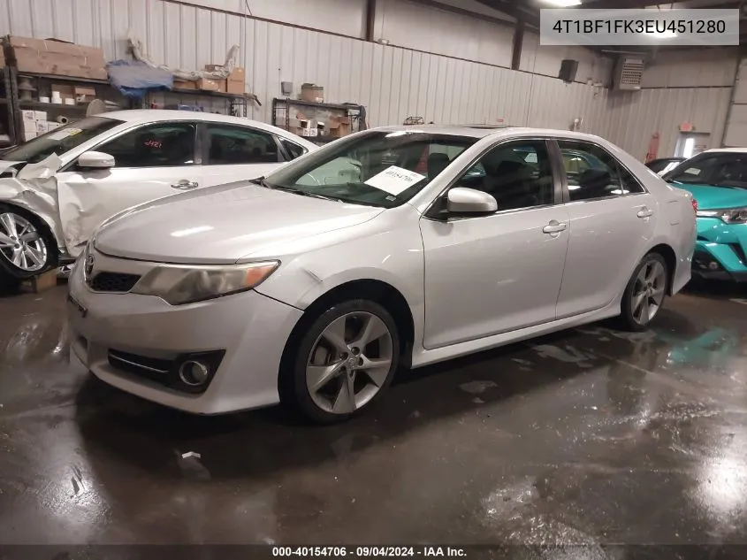 2014 Toyota Camry Se Sport VIN: 4T1BF1FK3EU451280 Lot: 40154706