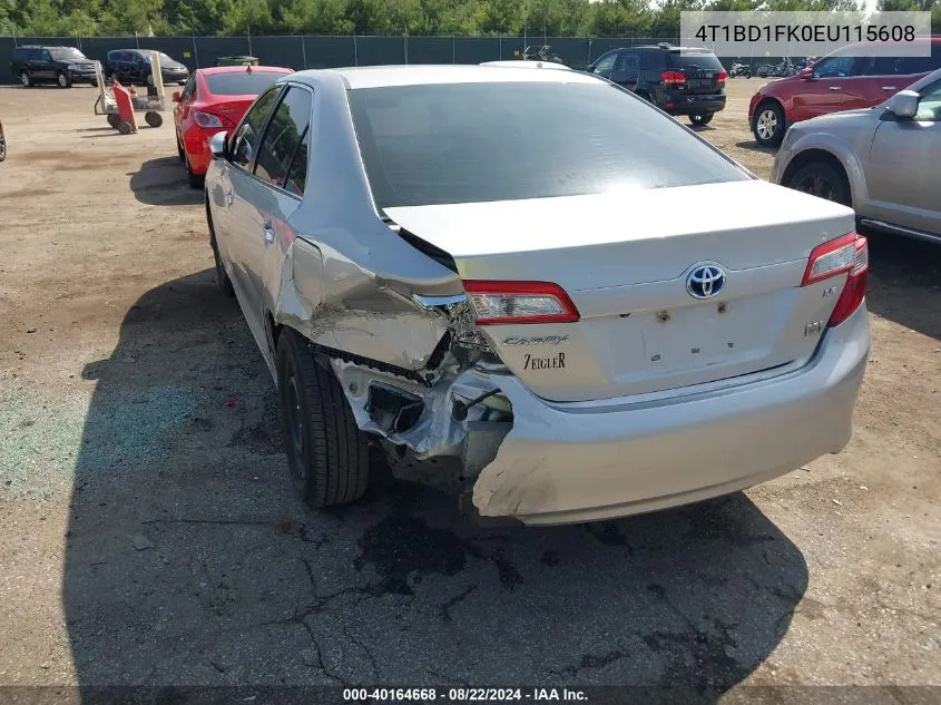 2014 Toyota Camry Hybrid Le VIN: 4T1BD1FK0EU115608 Lot: 40164668