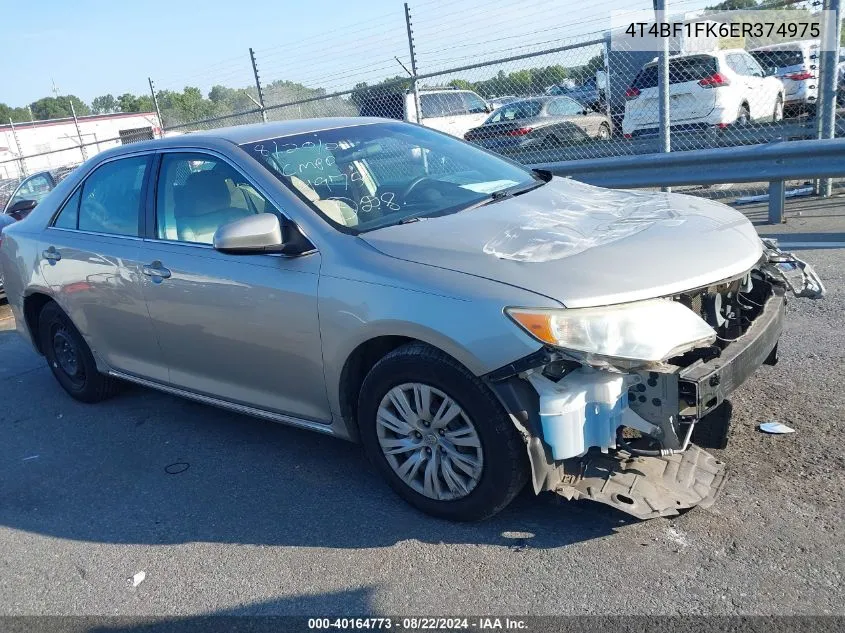 2014 Toyota Camry Le VIN: 4T4BF1FK6ER374975 Lot: 40164773