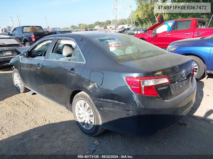 2014 Toyota Camry Le VIN: 4T4BF1FK0ER367472 Lot: 40173128