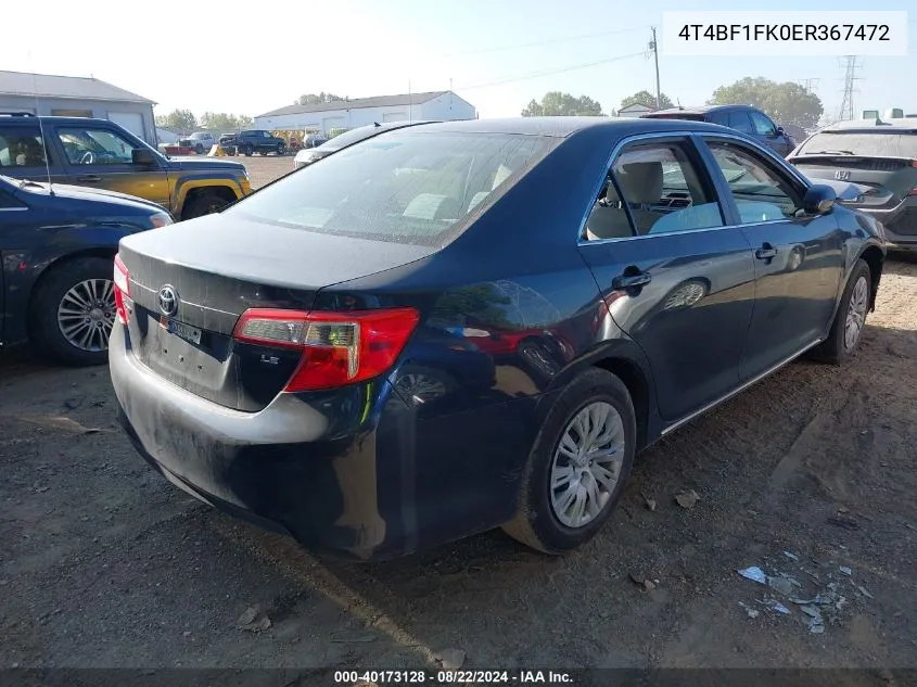 4T4BF1FK0ER367472 2014 Toyota Camry Le