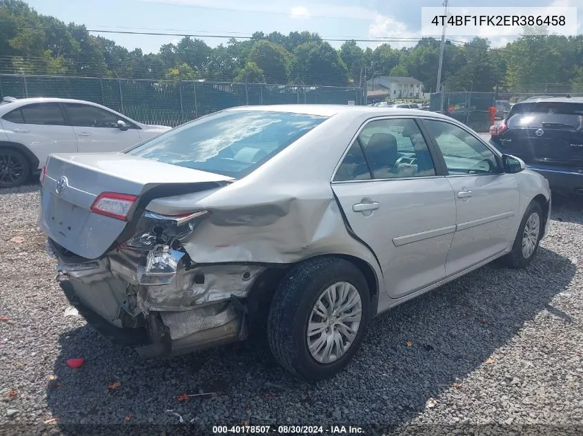 2014 Toyota Camry Le VIN: 4T4BF1FK2ER386458 Lot: 40178507