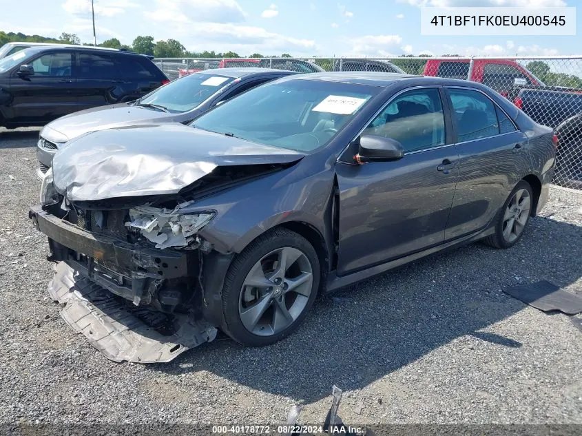 2014 Toyota Camry Se Sport VIN: 4T1BF1FK0EU400545 Lot: 40178772