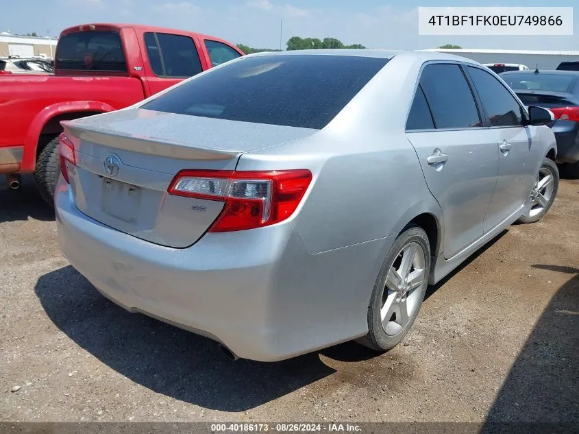 2014 Toyota Camry Se VIN: 4T1BF1FK0EU749866 Lot: 40186173