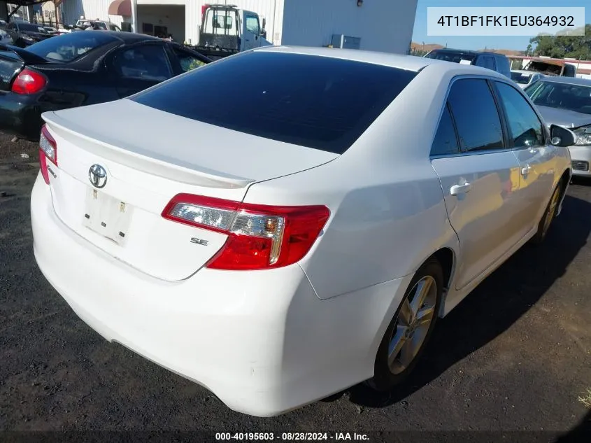 2014 Toyota Camry Se VIN: 4T1BF1FK1EU364932 Lot: 40195603