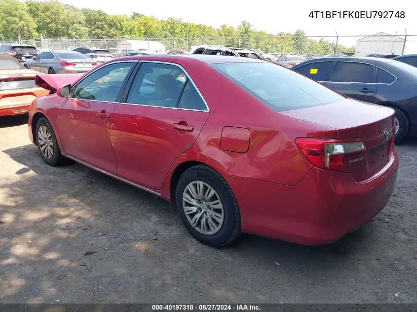 4T1BF1FK0EU792748 2014 Toyota Camry Le