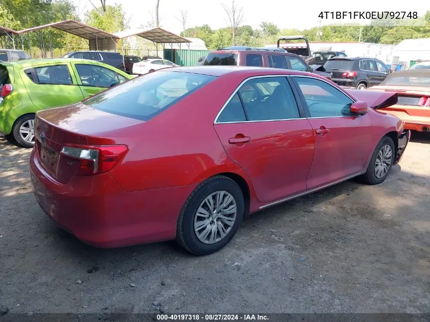 4T1BF1FK0EU792748 2014 Toyota Camry Le