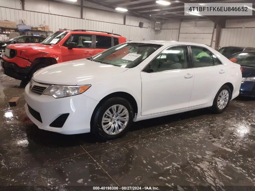 2014 Toyota Camry L VIN: 4T1BF1FK6EU846652 Lot: 40198300