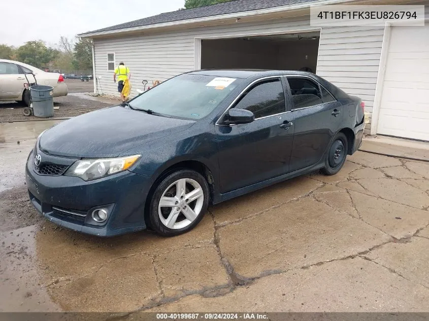 2014 Toyota Camry Se VIN: 4T1BF1FK3EU826794 Lot: 40199687