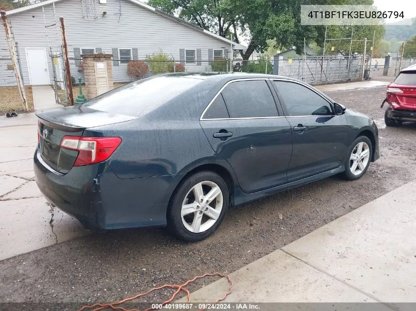 2014 Toyota Camry Se VIN: 4T1BF1FK3EU826794 Lot: 40199687