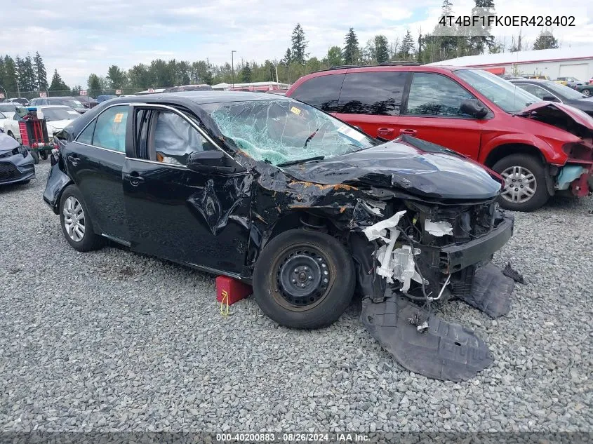 2014 Toyota Camry Le VIN: 4T4BF1FK0ER428402 Lot: 40200883