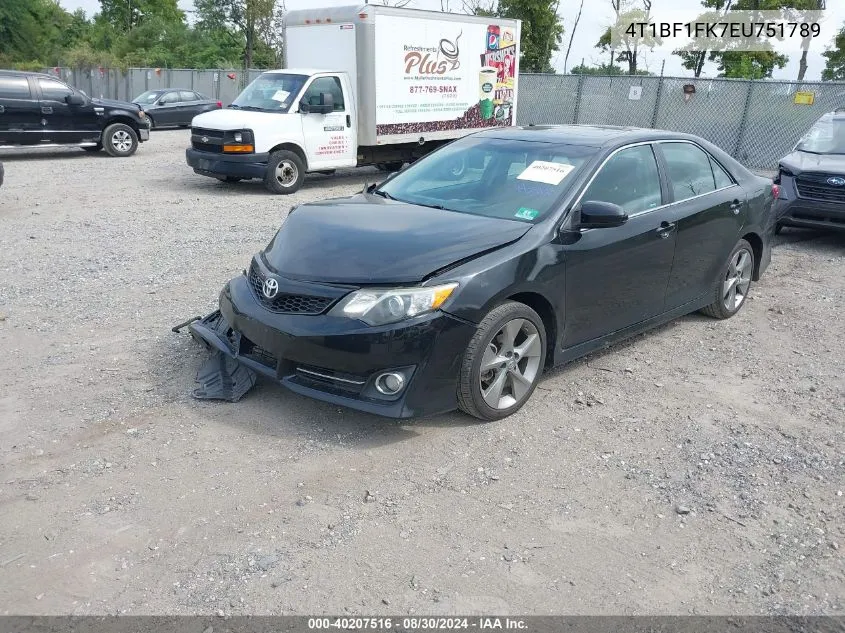 2014 Toyota Camry Se Sport VIN: 4T1BF1FK7EU751789 Lot: 40207516