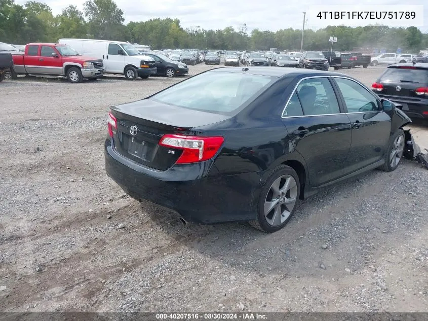 2014 Toyota Camry Se Sport VIN: 4T1BF1FK7EU751789 Lot: 40207516