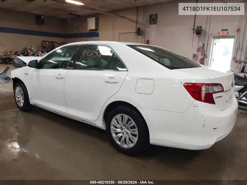 2014 Toyota Camry Hybrid Le VIN: 4T1BD1FK1EU107534 Lot: 40210330