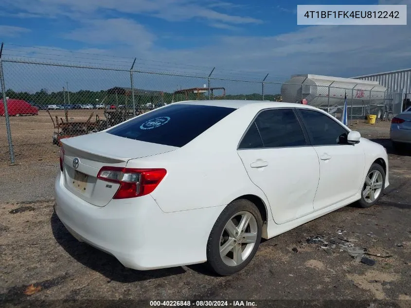 2014 Toyota Camry Se VIN: 4T1BF1FK4EU812242 Lot: 40226848