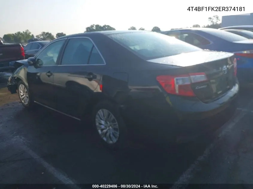 2014 Toyota Camry Le VIN: 4T4BF1FK2ER374181 Lot: 40229486