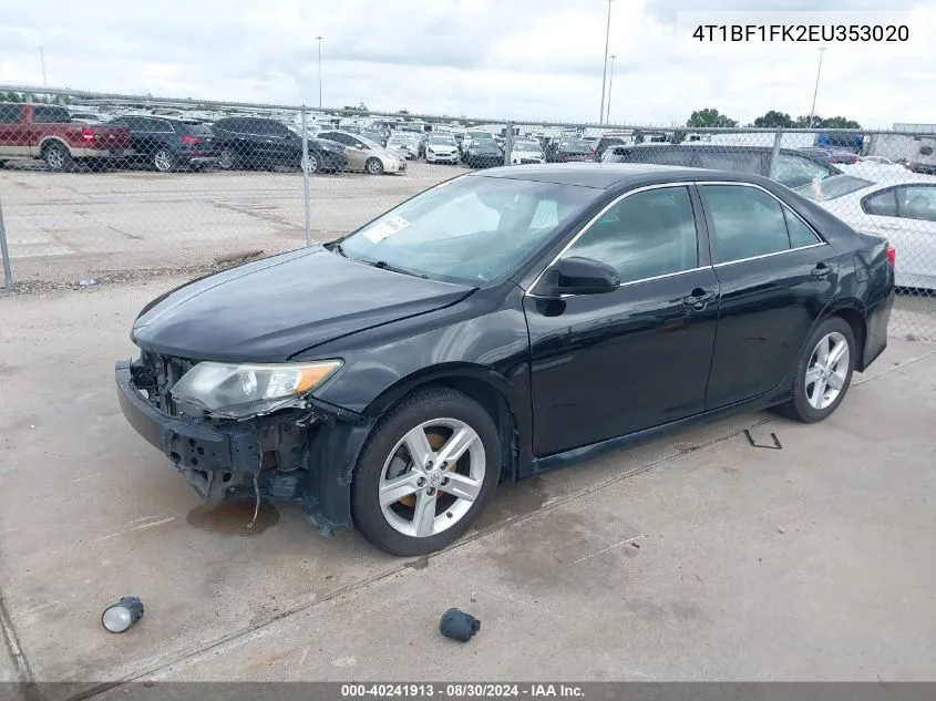 2014 Toyota Camry Se VIN: 4T1BF1FK2EU353020 Lot: 40241913