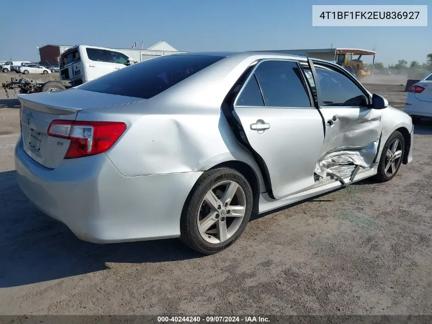 2014 Toyota Camry Se VIN: 4T1BF1FK2EU836927 Lot: 40244240