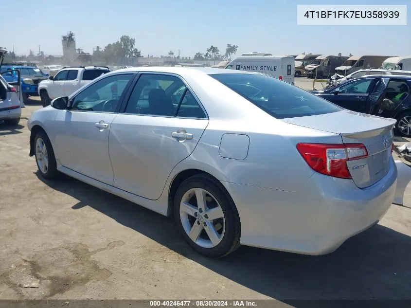 2014 Toyota Camry Se VIN: 4T1BF1FK7EU358939 Lot: 40246477