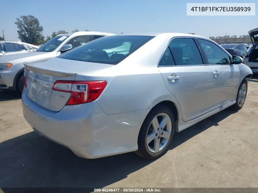 2014 Toyota Camry Se VIN: 4T1BF1FK7EU358939 Lot: 40246477