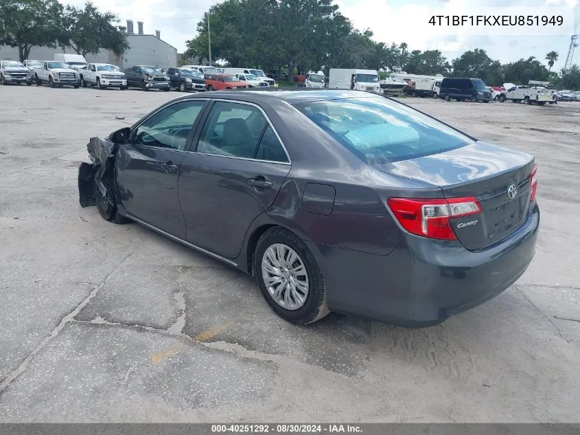 2014 Toyota Camry Le VIN: 4T1BF1FKXEU851949 Lot: 40251292