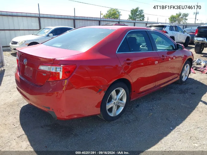 2014 Toyota Camry Se VIN: 4T1BF1FK3EU746170 Lot: 40251391