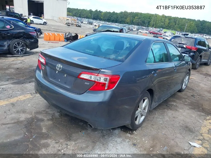 2014 Toyota Camry Se VIN: 4T1BF1FK0EU353887 Lot: 40255990