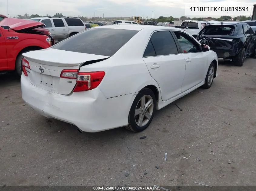 2014 Toyota Camry L/Se/Le/Xle VIN: 4T1BF1FK4EU819594 Lot: 40260070