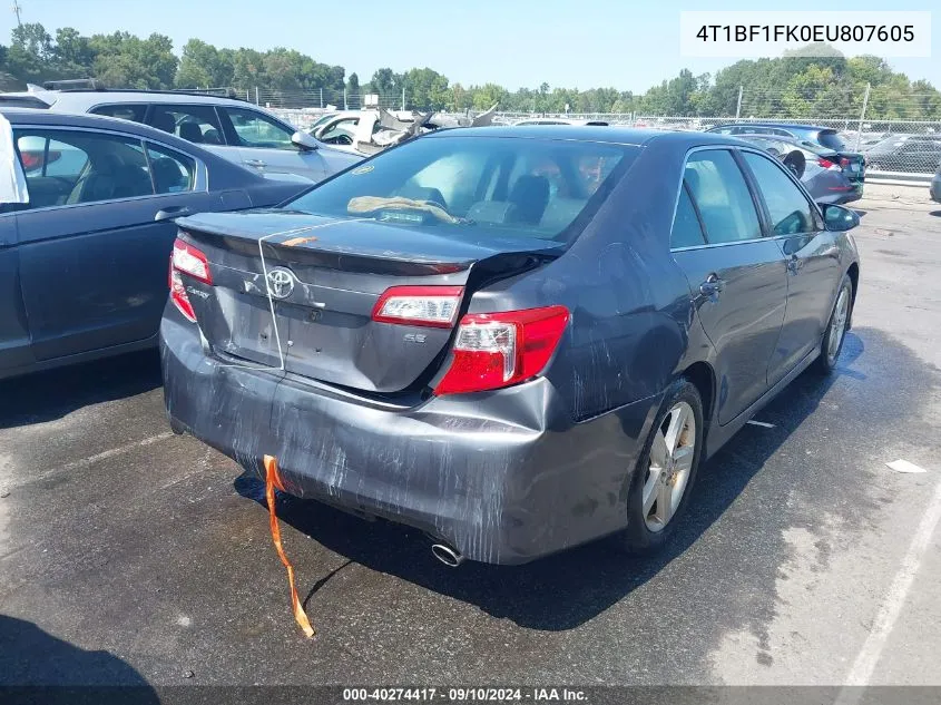 4T1BF1FK0EU807605 2014 Toyota Camry Se