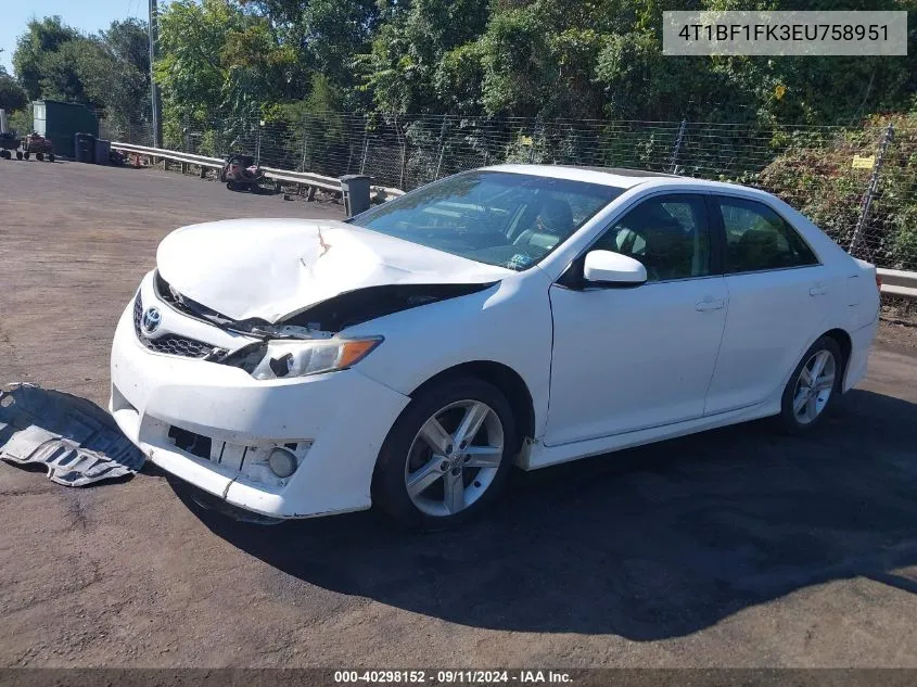 2014 Toyota Camry Se VIN: 4T1BF1FK3EU758951 Lot: 40298152