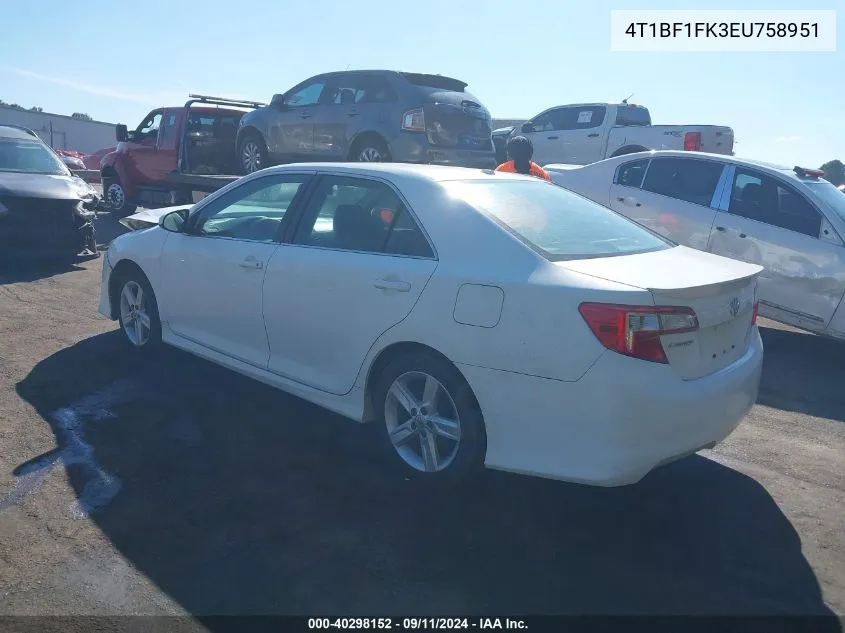 4T1BF1FK3EU758951 2014 Toyota Camry Se