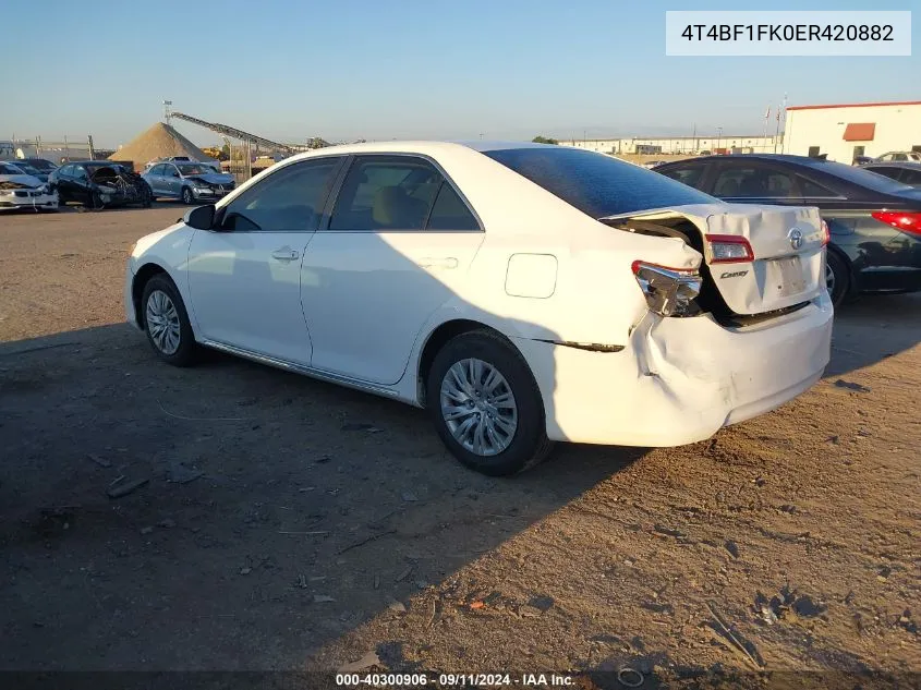 2014 Toyota Camry Le VIN: 4T4BF1FK0ER420882 Lot: 40300906